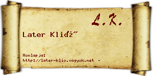 Later Klió névjegykártya